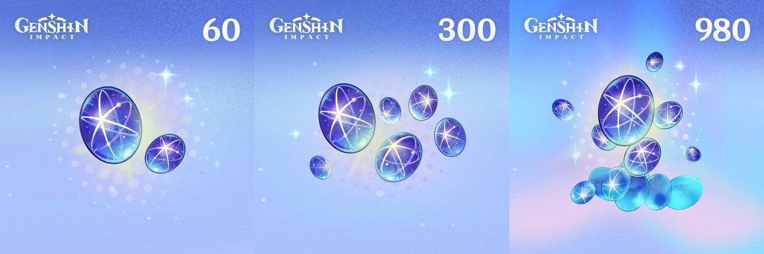 Паки кристаллов сотворения 60, 300 и 980 в Genshin Impact